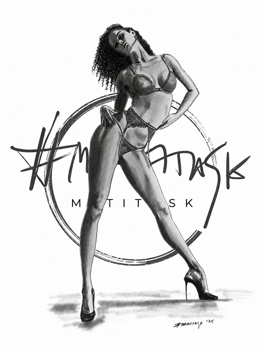 Disegno a grafite su carta, figura femminile — Matitask opera 15