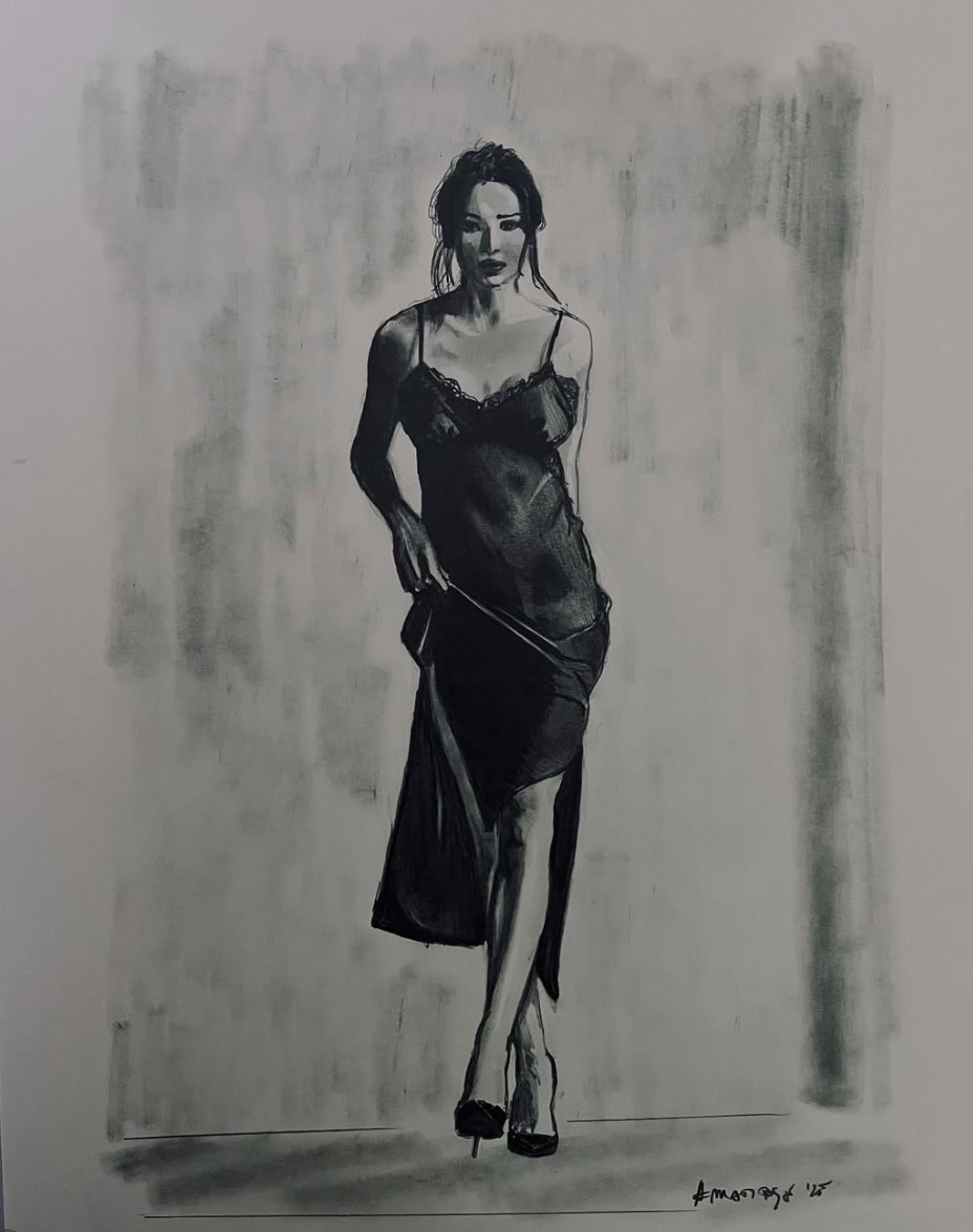 Disegno a grafite su carta, figura femminile — Matitask opera 23